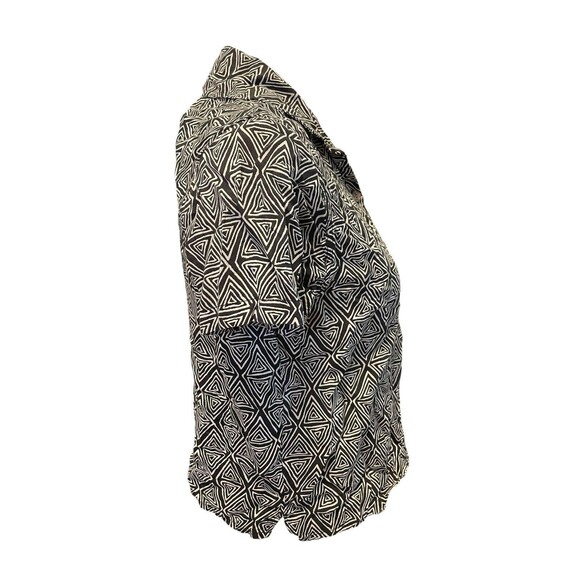 Urban Outfitters Cropped Top Black Tribal Print Sz XS High-low hem a22 - Picture 2 of 8